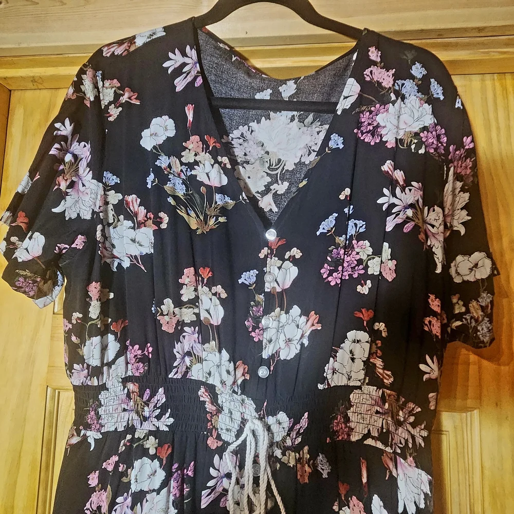 🪷Women's Plus Floral Maxi Dress - Black -No Tag - Picture 6 of 9